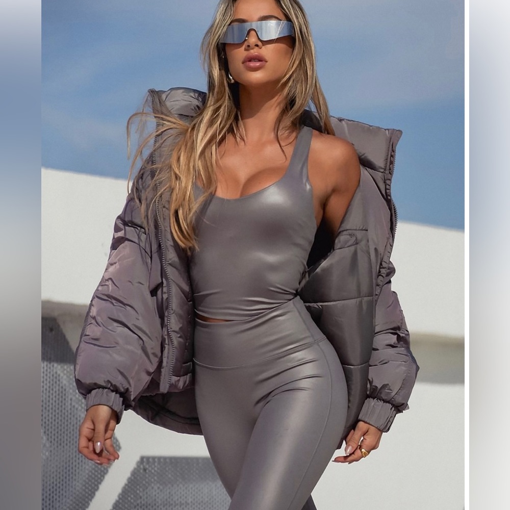 Fabletics Metallic Gray Activewear Set - image 1